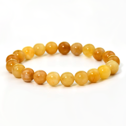 Armband met ronde natuurstenen kralen - geel
